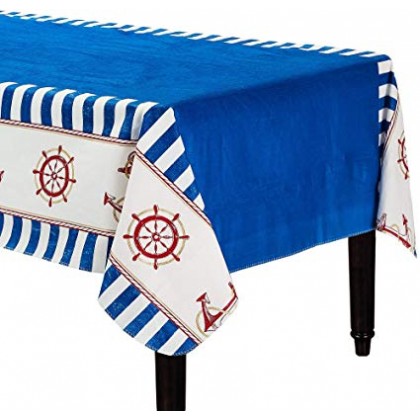 Nautical Flannel-Backed Table Cover 52"x90"