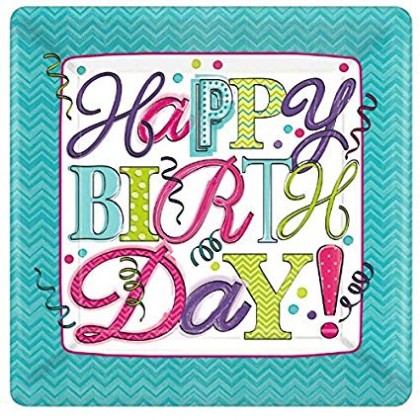 Sweet Party Square Plates, 7"