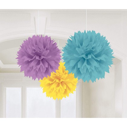 9 1/2" Neutral Fluffy Decorations - Tissue