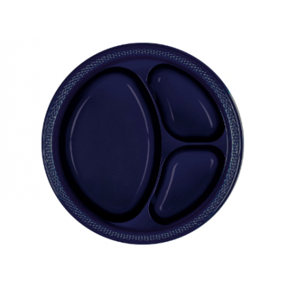 Navy Flag Blue Festive Occasion® Plastic Tableware Divded Plate, 10 1/4"