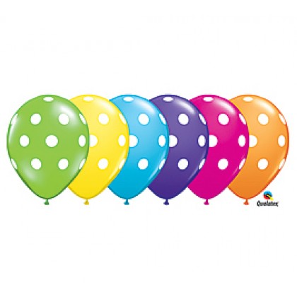 Q 11" G/B/R/B/O Polka Dots