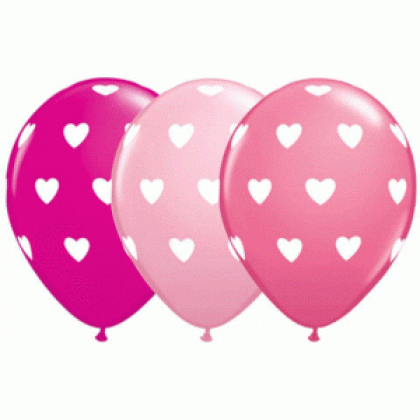 Q 11" 3 Different Shades Of Pink Round Big Hearts