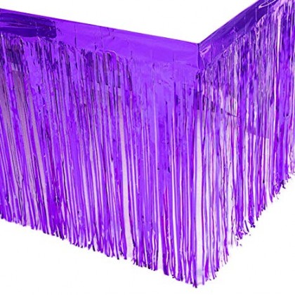 29" x 12" Metallic Fringed Table Skirts - Purple