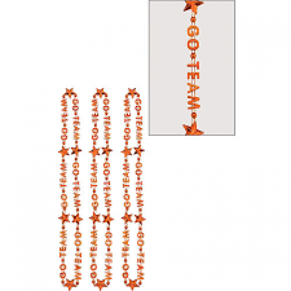 32" Word Bead Necklaces (Go Team) - Orange