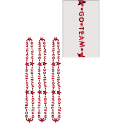 32" Word Bead Necklaces (Go Team) - Red