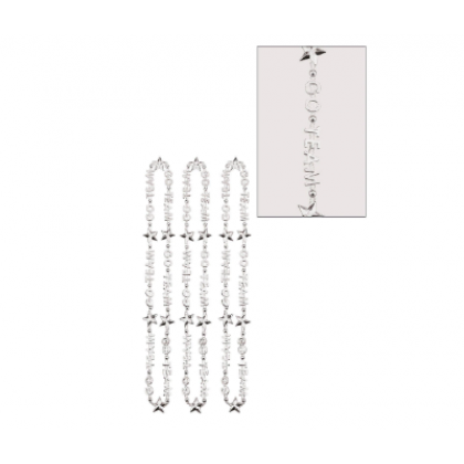 32" Word Bead Necklaces (Go Team) - Silver