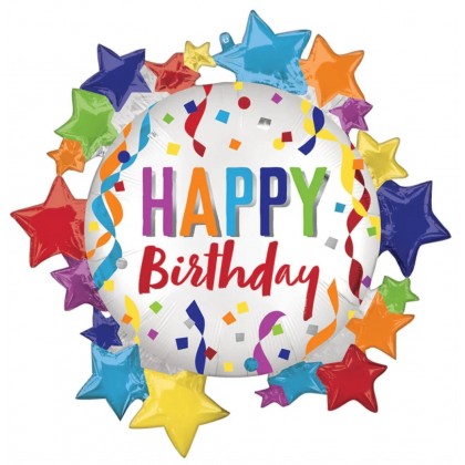 P35 LRG SHP XL STN HAPPY BIRTHDAY STAR