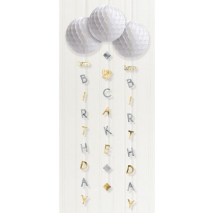 3 Honeycomb Decorations With Tails Birthday Access