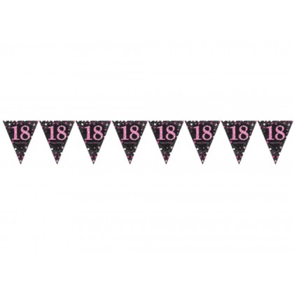 Pennant Banner 18 Sparkling Celebrations Pink Foil