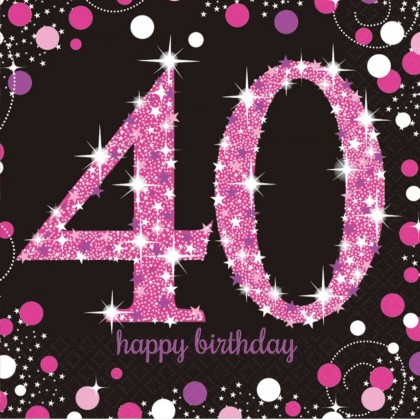 16 Napkins 40 Sparkling Celebration - Pink 33 x 33