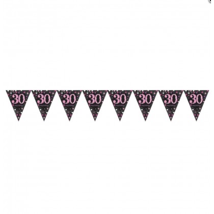 Pennant Banner 30 Sparkling Celebrations Pink Foil