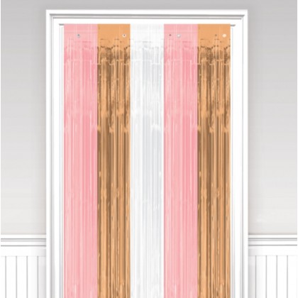 Door Curtain Rose Gold Blush Plastic 243 x 91.4 cm