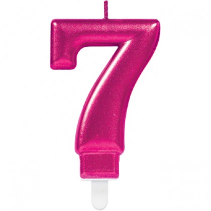 Number Candle 7 Sparkling Celebrations with Holder Pink