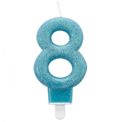 Number Candle 8 Glitter Height 7.6 cm