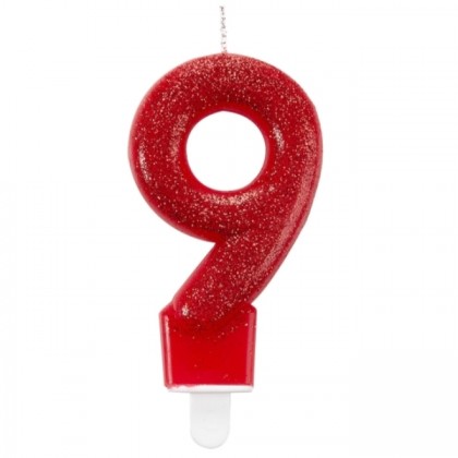 Number Candle 9 Glitter Height 7.6 cm