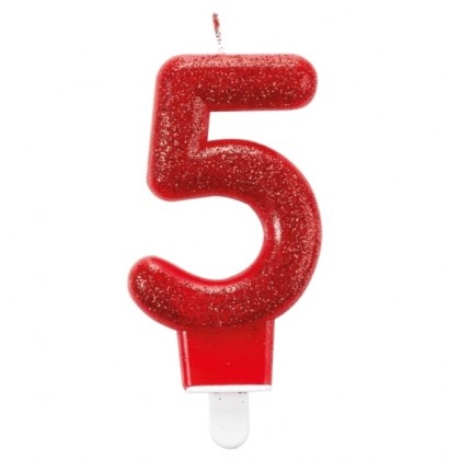 Number Candle 5 Glitter Height 7.6 cm