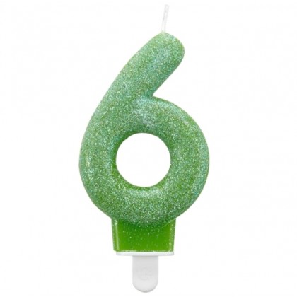 Number Candle 6 Glitter Height 7.6 cm