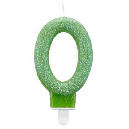 Number Candle 0 Glitter Height 7.6 cm