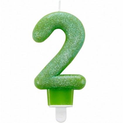 Number Candle 2 Glitter Height 7.6 cm