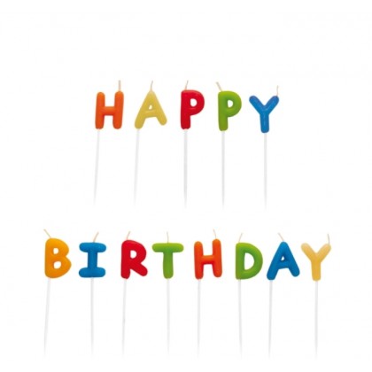 13 Letter Candles Happy Birthday Multicolour Heigh