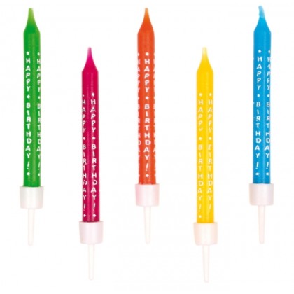 10 Spiral Candles Happy Birthday Multicolour Heigh