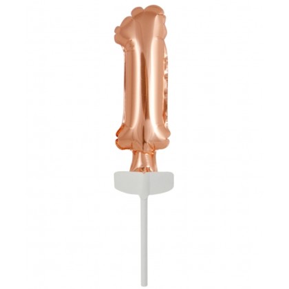 N6 Micro Size Number 1 Rose Gold Foil Balloon N6 P