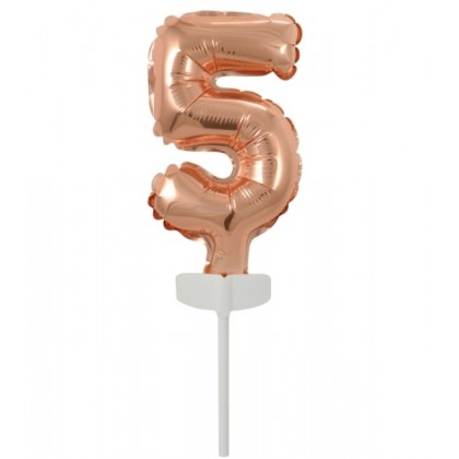 N6 Micro Size Number 5 Rose Gold Foil Balloon N6 P