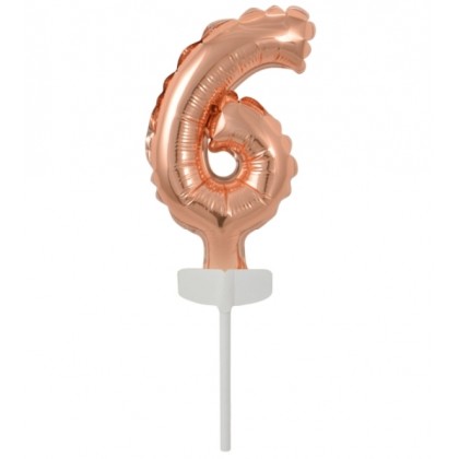 N6 Micro Size Number 6 Rose Gold Foil Balloon N6 P