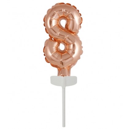N6 Micro Size Number 8 Rose Gold Foil Balloon N6 P