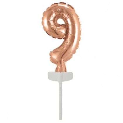 N6 Micro Size Number 9 Rose Gold Foil Balloon N6 P