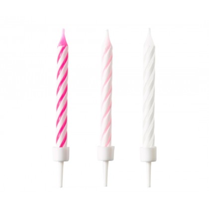 10 Spiral Candles Hot Pink Height 6.3 cm