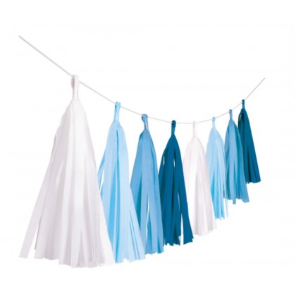 Garland Tassel Sky Blue Paper 304 cm