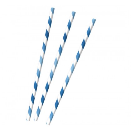 12 Drinking Straws Sky Blue Paper 19.7 cm