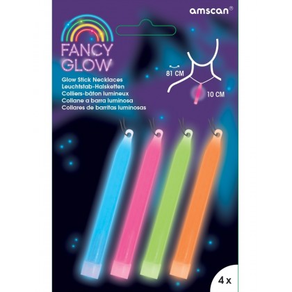 4 Glow Stick Necklaces Assorted Plastic 81 / 10 cm