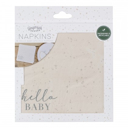 Eco Paper Napkins - Hello Baby Cloud and Speckle - Cream & Grey