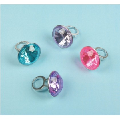 8 Jewel Rings Plastic