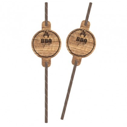8 Drinking Straws BBQ & Grill Party Paper