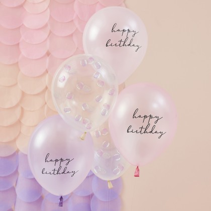 Pearlised Pink & Shell Confetti Balloon Bundle
