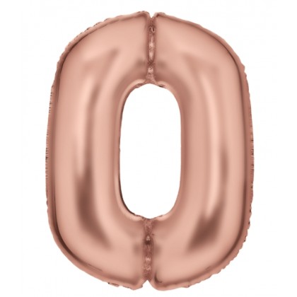 N34 Large Number Silk Lustre 0 Rose Gold Foil Ball