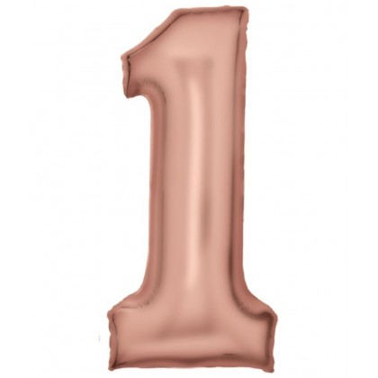 N34 Large Number Silk Lustre 1 Rose Gold Foil Ball