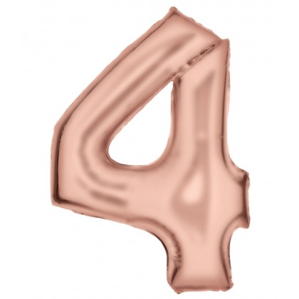 N34 Large Number Silk Lustre 4 Rose Gold Foil Ball