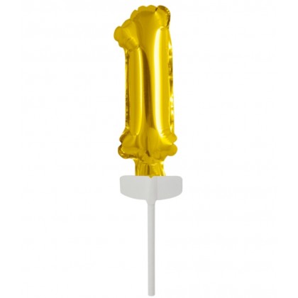N6 Micro Size Number 1 Gold Foil Balloon N6 Packag