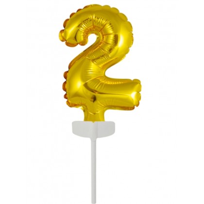 N6 Micro Size Number 2 Gold Foil Balloon N6 Packag