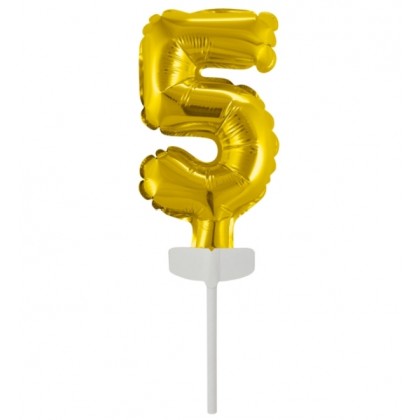 N6 Micro Size Number 5 Gold Foil Balloon N6 Packag