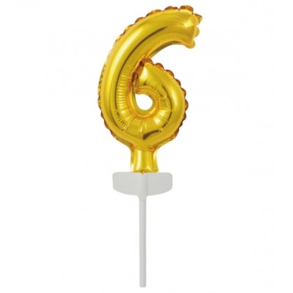 N6 Micro Size Number 6 Gold Foil Balloon N6 Packag