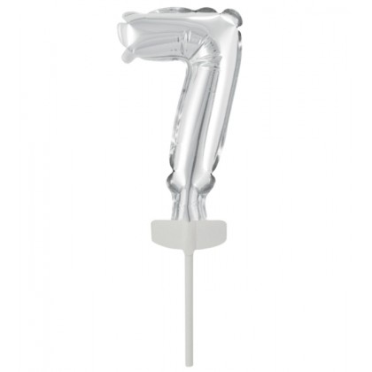 N6 Micro Size Number 7 Silver Foil Balloon N6 Pack