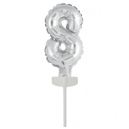 N6 Micro Size Number 8 Silver Foil Balloon N6 Pack