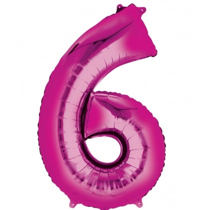 N34 Large Number 6 Pink Foil Balloon N34 Packaged