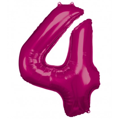 N34 Large Number 4 Pink Foil Balloon N34 Packaged