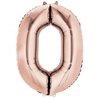 N34 Large Number 0 Rose Gold Foil Balloon N34 Pack